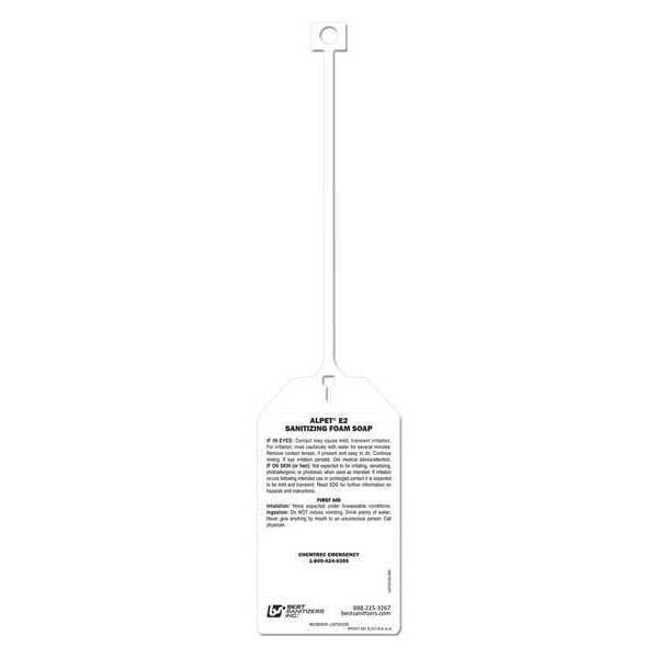 Best Sanitizers Safety Tag, Alpet E2 Sanitizing Foam Soap, Plastic, 3 in Width, 13 in Height, Write On Surface: No - USP20100