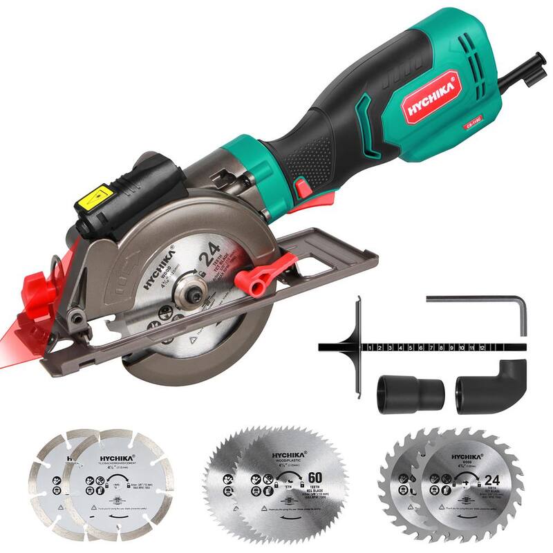 Sierra circular eléctrica mini de 6.2 amperios con 6 cuchillas de corte máximo de 1-11/16 pulgadas a 90 grados, mango de goma - E0026US