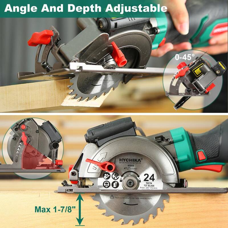 Sierra circular eléctrica mini de 6.2 amperios con 6 cuchillas de corte máximo de 1-11/16 pulgadas a 90 grados, mango de goma - E0026US