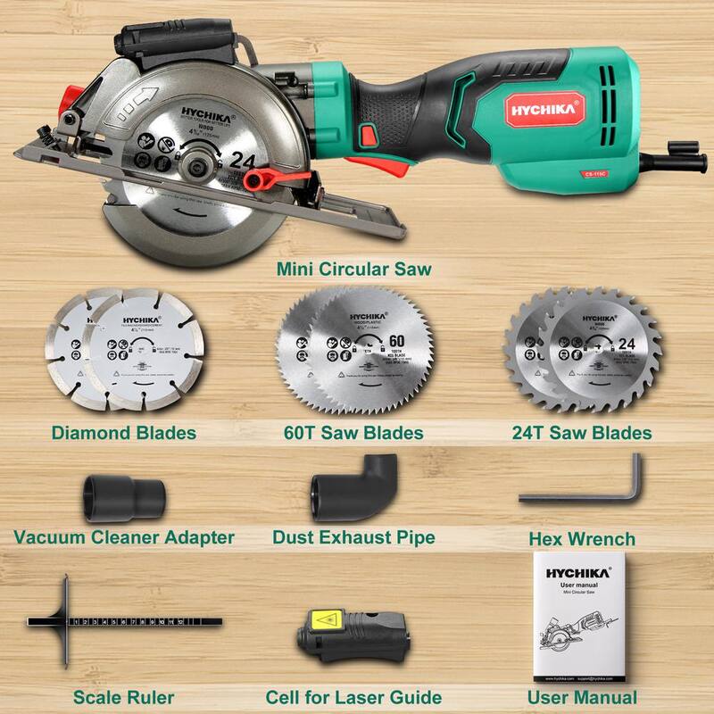 Sierra circular eléctrica mini de 6.2 amperios con 6 cuchillas de corte máximo de 1-11/16 pulgadas a 90 grados, mango de goma - E0026US