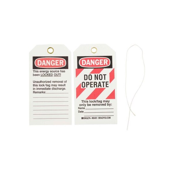 Brady Brady Lockout Tag- Danger Do Not Operate, 2 Sided, Cardstock, 25/Pack - 65451