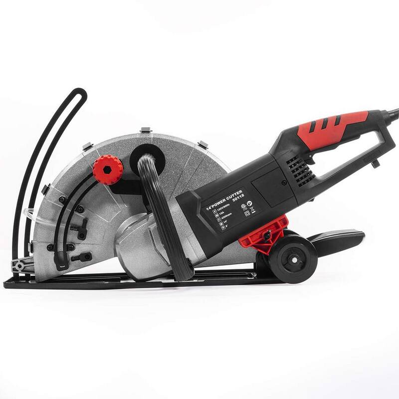 XtremepowerUS 14 in. 15 Amp Cortadora Industrial Eléctrica Húmeda/Seca con Sierra Circular, Rodillo Guía y Ajuste de Profundidad - 50118-H