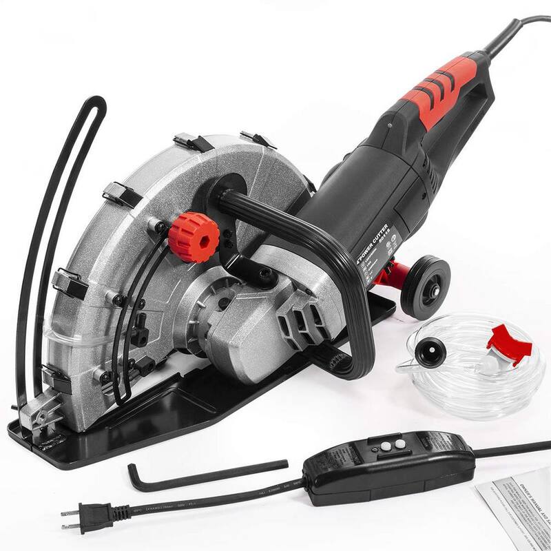 XtremepowerUS 14 in. 15 Amp Cortadora Industrial Eléctrica Húmeda/Seca con Sierra Circular, Rodillo Guía y Ajuste de Profundidad - 50118-H