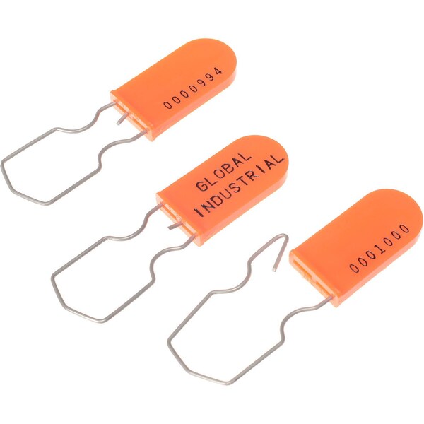 Global Industrial Padlock Seal With Wire Hasp, Orange, 1000PK - 670485OR