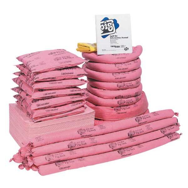 Pig Spill Kit Refill, 63 gal Volume Absorbed per Kit, Not Applicable Capacity, Box, Pink, 119 - KITR302