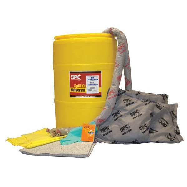 Brady Spill Kit, 38 gal Volume Absorbed per Kit, 55 gal Capacity, Drum, Yellow - SKO-55W