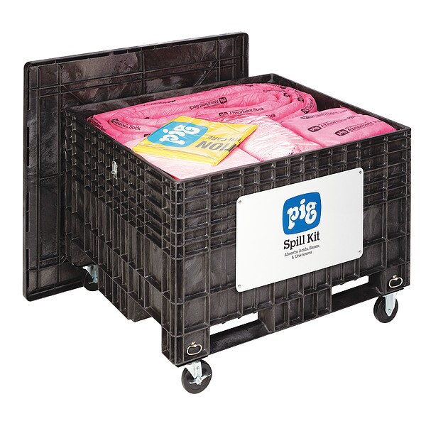 Pig Spill Kit, 108 gal Volume Absorbed per Kit, Not Applicable Capacity, Chest, Black, 200 - KIT304