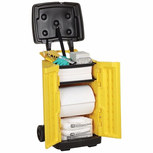 Pig Spill Kit, 20 gal Volume Absorbed per Kit, 20 gal Capacity, Cart, Yellow - KIT4401