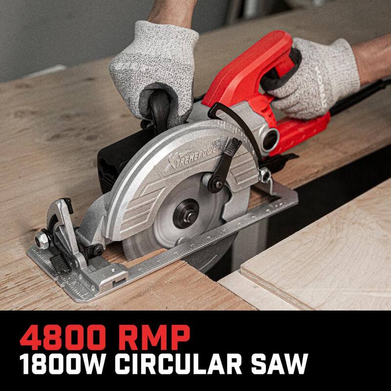 XtremepowerUS Sierra Circular de 7-1/4 pulgadas 1800-Watts Cortadora de Corte Ajustable Profundidad de Corte - 47522-H