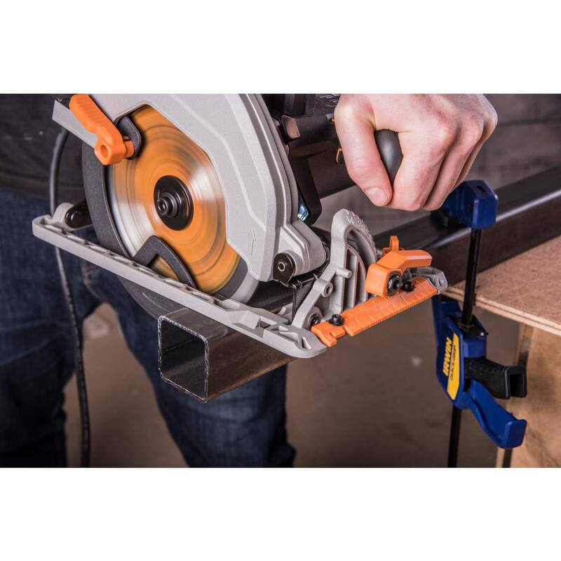 Herramienta eléctrica Evolution Power Tools de 15 amperes, sierra circular de 7-1/4 pulgadas con luz LED, freno eléctrico, cable de alimentación de goma de 13 pies y hoja multiusos - R185CCS