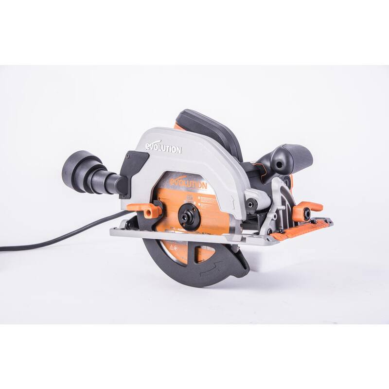 Herramienta eléctrica Evolution Power Tools de 15 amperes, sierra circular de 7-1/4 pulgadas con luz LED, freno eléctrico, cable de alimentación de goma de 13 pies y hoja multiusos - R185CCS