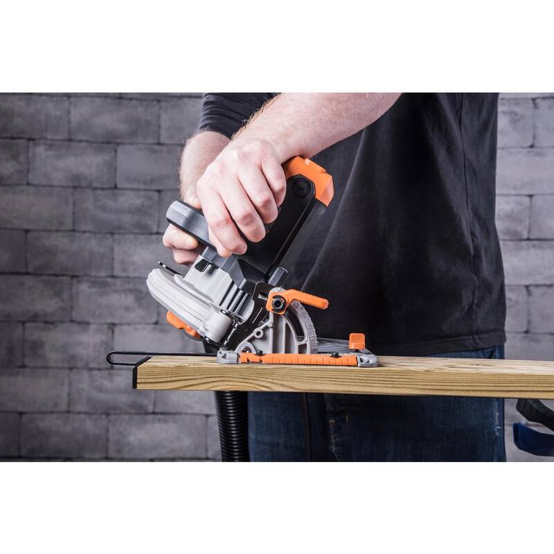 Herramienta eléctrica Evolution Power Tools de 15 amperes, sierra circular de 7-1/4 pulgadas con luz LED, freno eléctrico, cable de alimentación de goma de 13 pies y hoja multiusos - R185CCS
