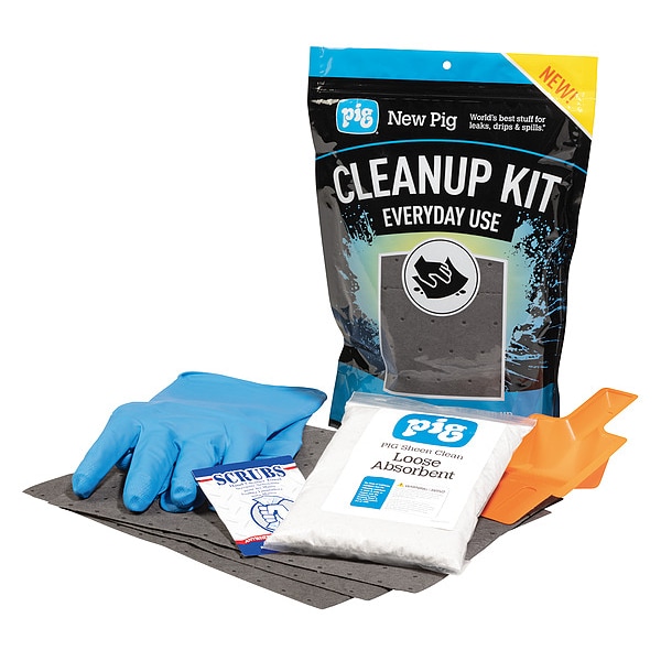 Pig Spill Kit, 37 oz Volume Absorbed per Kit, Not Applicable Capacity, Bag, Blue, 1 - KIT5001