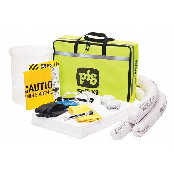 Pig Spill Kit, 7 gal Volume Absorbed per Kit, Not Applicable Capacity, Bag, Yellow - KIT623
