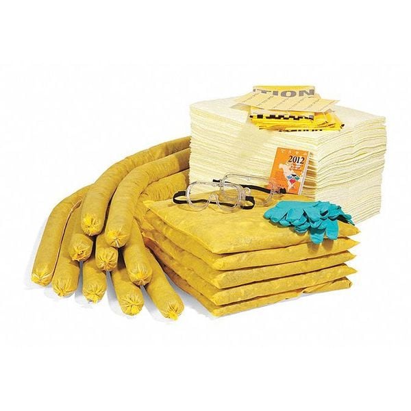 Spilltech Spill Kit Refill, 49 gal Volume Absorbed per Kit, 55 gal Capacity, Box, Yellow, 144 - RSPKHZ-55