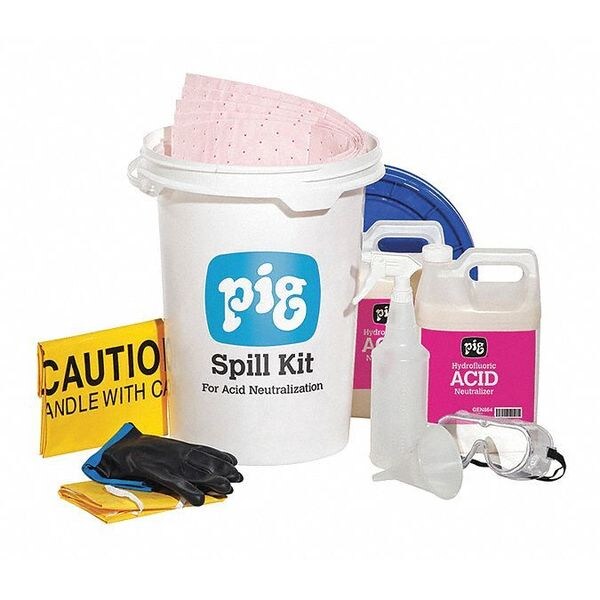 Pig Spill Kit, 2 gal Volume Absorbed per Kit, 6 1/2 gal Capacity, Bucket, White - KIT601