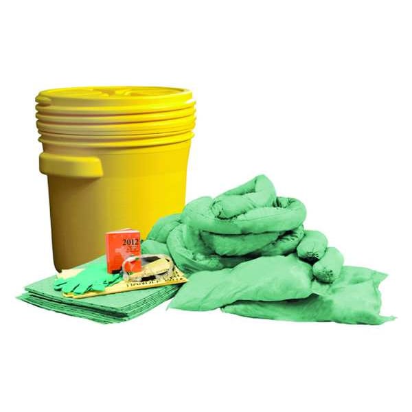 Condor Spill Kit, 14 gal Volume Absorbed per Kit, 20 gal Capacity, Drum, Yellow - 35ZR81