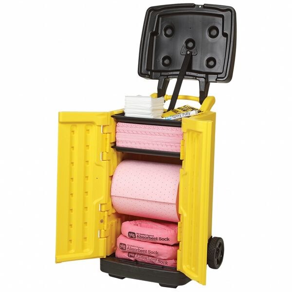 Pig Spill Kit, 20 gal Volume Absorbed per Kit, 20 gal Capacity, Cart, Yellow - KIT3401