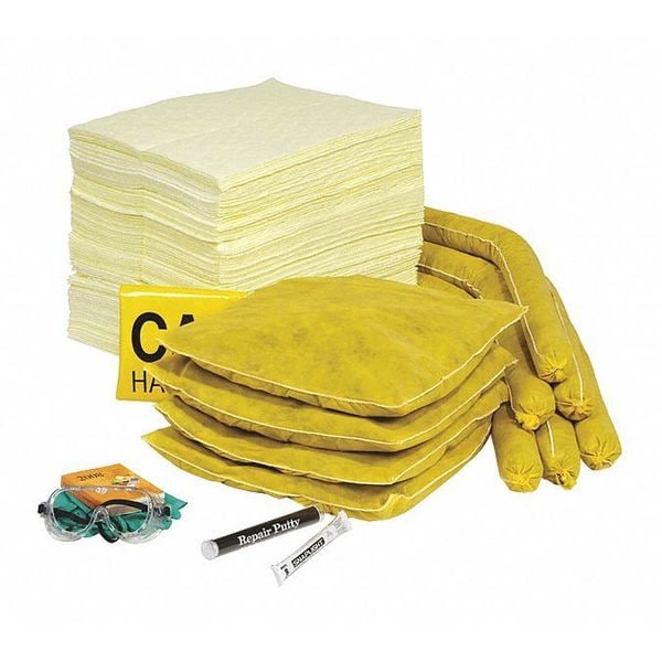 Spilltech Spill Kit Refill, 43 gal Volume Absorbed per Kit, 50 gal Capacity, Box, Yellow, 162 - RSPKHZ-50