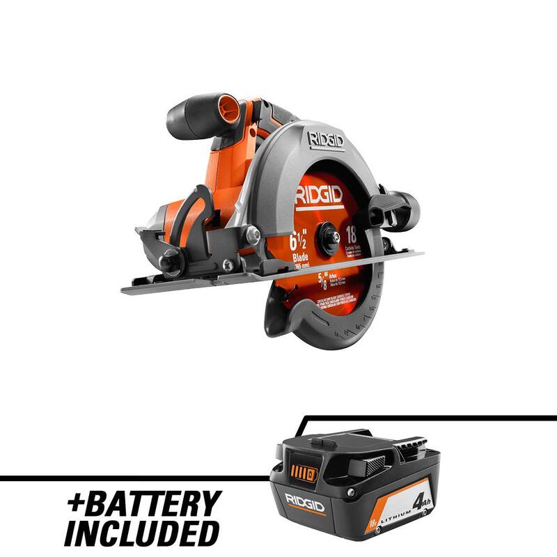 Sierra circular inalámbrica RIDGID de 18V con batería de iones de litio de 4.0 Ah - R8655B-AC87004