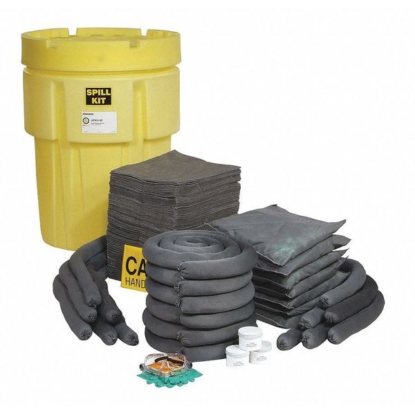 Spilltech Spill Kit, 87 gal Volume Absorbed per Kit, 95 gal Capacity, Drum, Yellow, 196 - SPKU-95