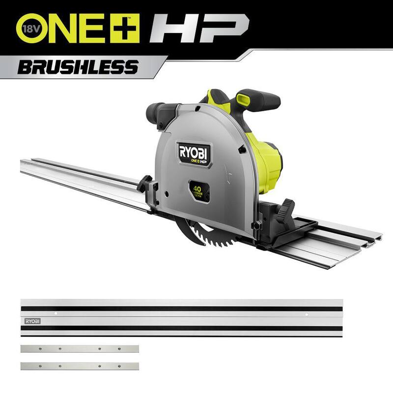 RYOBI ONE+ HP 18V Sierra de riel inalámbrica sin escobillas de 6-1/2 pulgadas (solo herramienta) con riel de sierra de 55 pulgadas - A73TS02-PTS01B