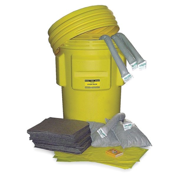 Oil-Dri Spill Kit, 109 gal Volume Absorbed per Kit, 95 gal Capacity, Drum, Yellow - L90667
