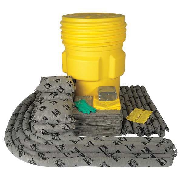 Brady Spill Kit, 82 gal Volume Absorbed per Kit, 95 gal Capacity, Drum, Yellow - SKA-95