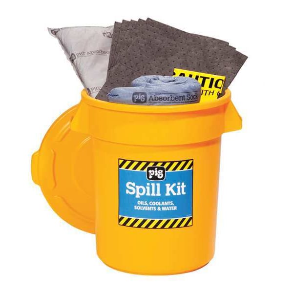 Pig Spill Kit, 12 gal Volume Absorbed per Kit, 20 gal Capacity, Can, Yellow, 35 - KIT2300