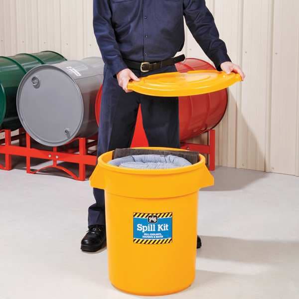 Pig Spill Kit, 12 gal Volume Absorbed per Kit, 20 gal Capacity, Can, Yellow, 35 - KIT2300