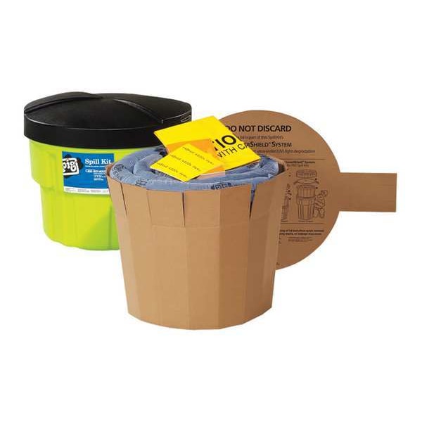 Pig Spill Kit, 12 gal Volume Absorbed per Kit, 20 gal Capacity, Drum, Green, 35 - KIT264