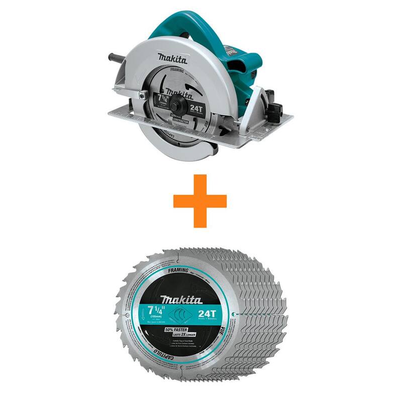 Sierra circular Makita de 7-1/4" con hoja de sierra circular de carburo de 7-1/4" 24T, trazo, 10/paquete - 5007F-A-9483910