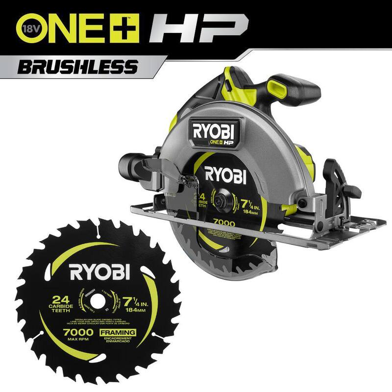 Sierra circular inalámbrica RYOBI ONE+ HP 18V Brushless de 7-1/4 pulgadas (Herramienta solamente) con hoja de sierra circular de carburo delgada Kerf (1 pieza) - PBLCS300B-A067101