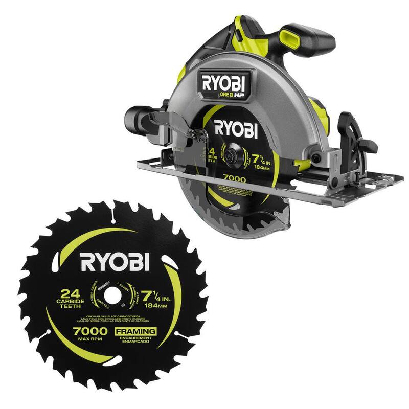 Sierra circular inalámbrica RYOBI ONE+ HP 18V Brushless de 7-1/4 pulgadas (Herramienta solamente) con hoja de sierra circular de carburo delgada Kerf (1 pieza) - PBLCS300B-A067101
