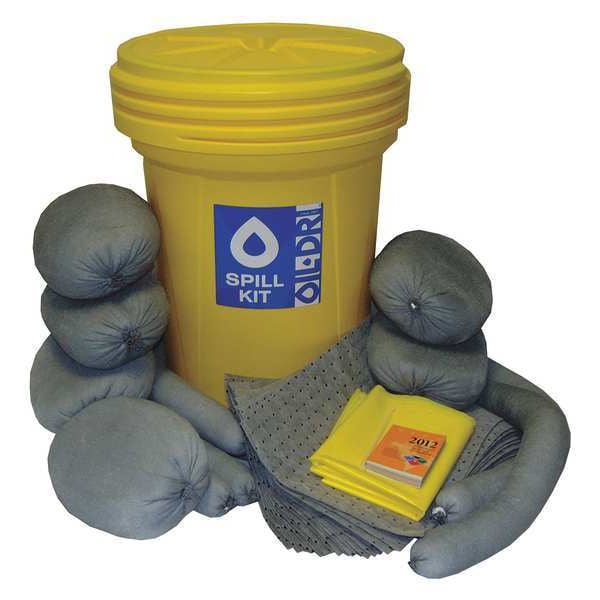 Oil-Dri Spill Kit, 26 gal Volume Absorbed per Kit, 30 gal Capacity, Drum, Yellow - L90930G