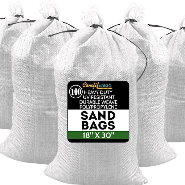 Comfitwear Heavy Duty Durable SandBags Empty Woven Sand Bags 18 x 30, 100PK - PSB-1830-100