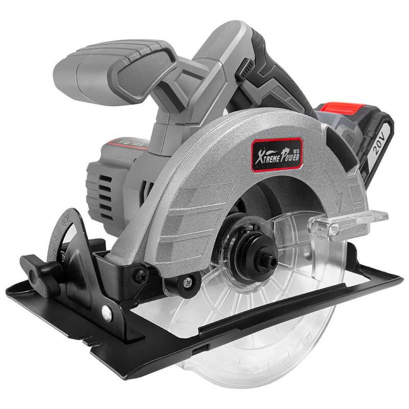 Sierra circular inalámbrica de 20 voltios Max Brushless de XtremepowerUS con batería de litio de 6.5 pulgadas, cargador y bolsa - 47514