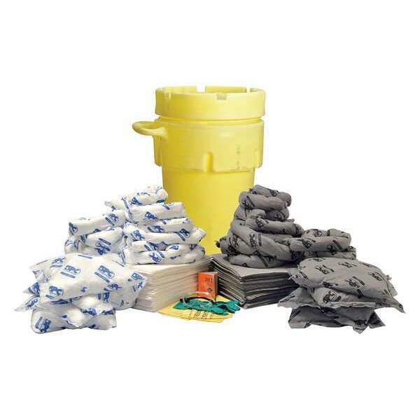 Brady Spill Kit, 75 gal Volume Absorbed per Kit, 95 gal Capacity, Drum, Yellow - SKMA-95W