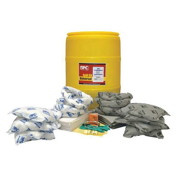 Brady Spill Kit, 55 gal Volume Absorbed per Kit, 55 gal Capacity, Drum, Yellow - SKMA-55