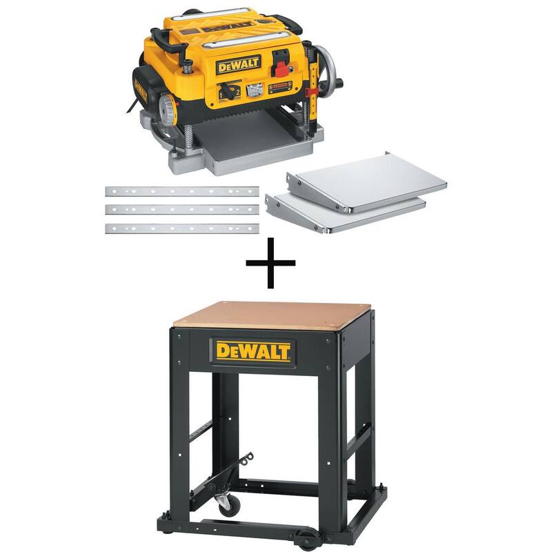 DEWALT 15 Amp 13 pulgadas cepilladora para trabajo pesado con cable, (3) cuchillas, mesas de entrada/salida y soporte móvil para cepilladora de espesores - DW735XW7350