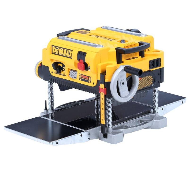 DEWALT 15 amperios con cable 13 pulgadas cepilladora de banco de trabajo de alta resistencia de 2 velocidades con (3) cuchillas, mesa de entrada y mesa de salida - DW735X