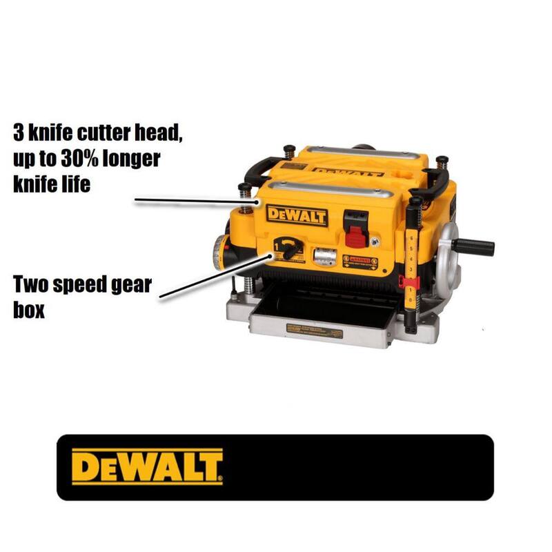 DEWALT 15 amperios con cable 13 pulgadas cepilladora de banco de trabajo de alta resistencia de 2 velocidades con (3) cuchillas, mesa de entrada y mesa de salida - DW735X