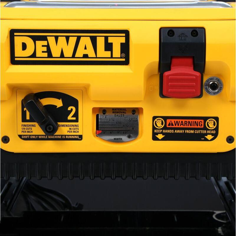 DEWALT 15 amperios con cable 13 pulgadas cepilladora de banco de trabajo de alta resistencia de 2 velocidades con (3) cuchillas, mesa de entrada y mesa de salida - DW735X