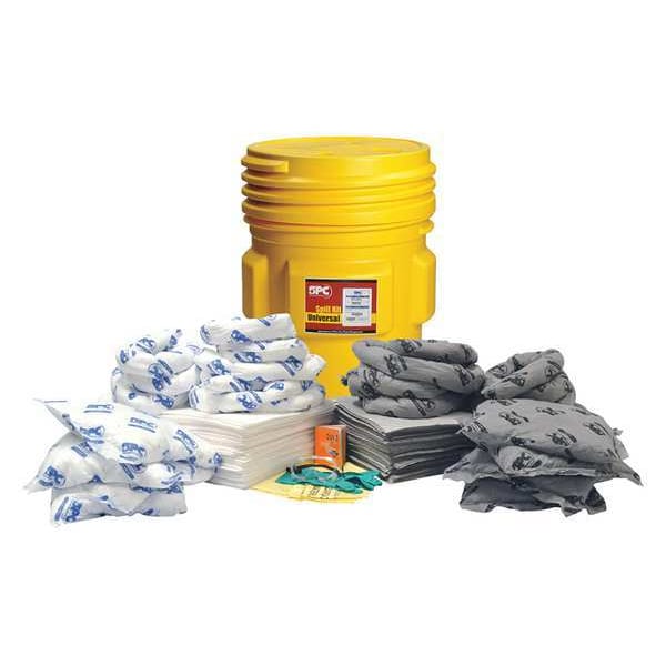 Brady Spill Kit, 63 gal Volume Absorbed per Kit, 65 gal Capacity, Drum, Yellow - SKMA-65