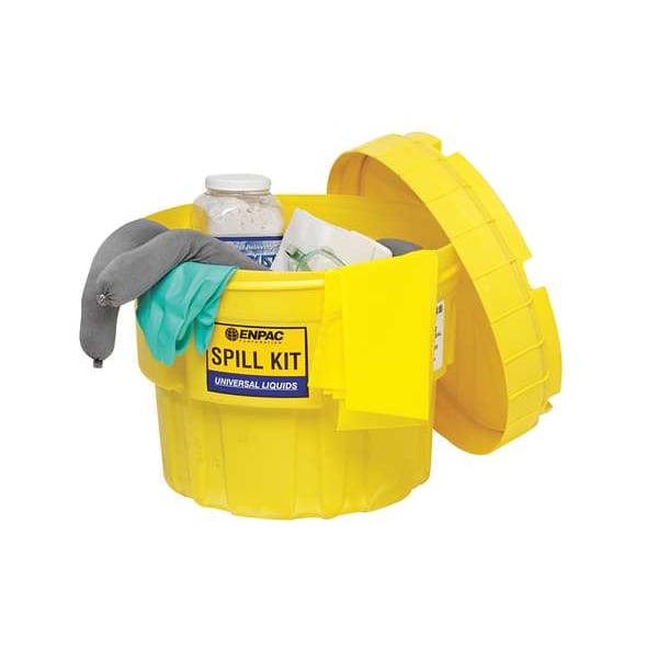Enpac Spill Kit, 11 gal Volume Absorbed per Kit, 31 gal Capacity, Drum, Yellow, 36 - 1320-YE