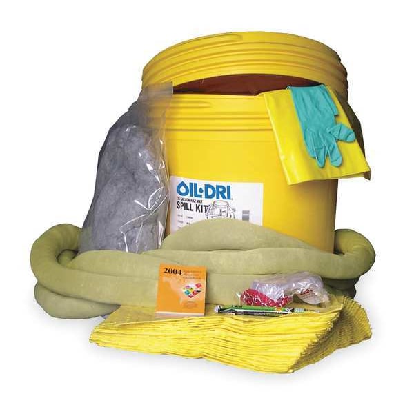 Oil-Dri Spill Kit, 21 gal Volume Absorbed per Kit, 20 gal Capacity, Lab Pack, Yellow - L90894