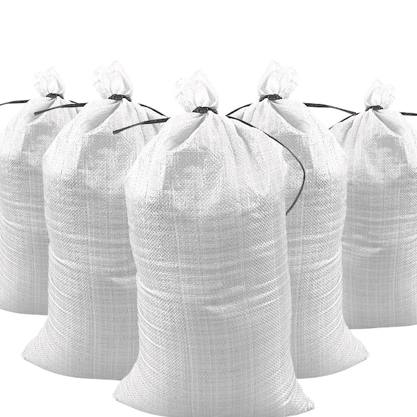 Durasack 14 in. x 26 in. Empty Sand Bags with Tie Strings, White, 10PK - SB-1426WHT-10PK