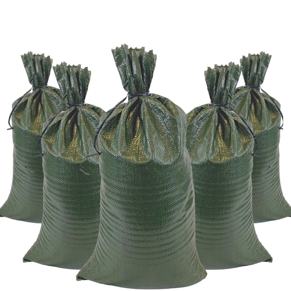 Durasack 14 in. x 26 in. Empty Sand Bags with Tie Strings, Green, 50PK - SB-1426GRN-50PK