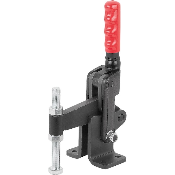 Kipp Toggle Clamp Vertical Heavy Version, Horizontal Foot F1=14000, Fixed Clamping Spindle M16X150, Steel - K1253.014000