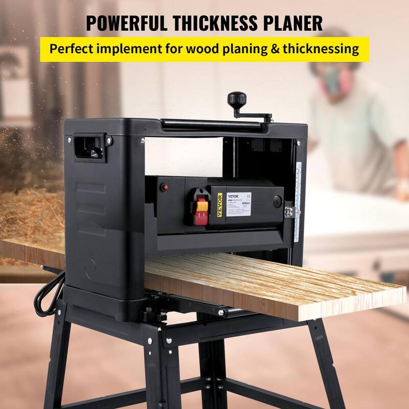 Desbastadora de espesor VEVOR 12-1/2 pulgadas. Desbastadora de madera plegable de 1500 watts con interfaz de escape de polvo y soporte para trabajo en madera - YPJ12.5YC00000001V1